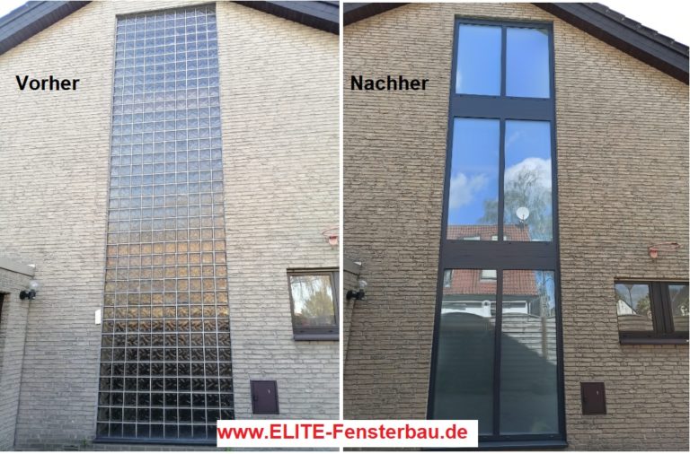 Glasbausteine Glasfassade durch Fenster Fensterfassade